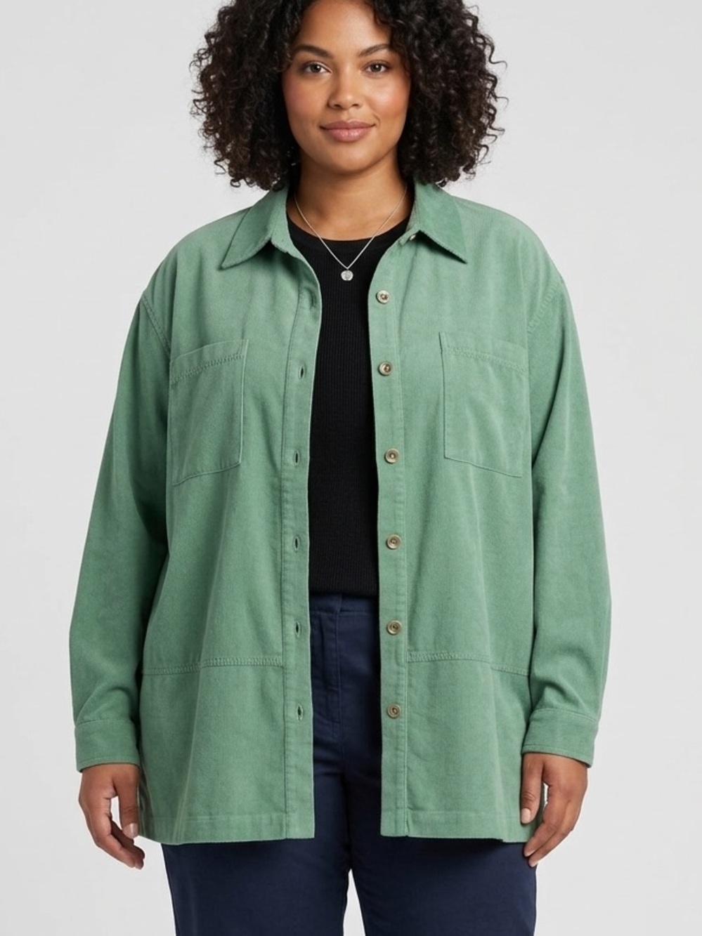 😍SHOW SPECIAL ALFRED DUNNER green button front suede look Shirt Shacket 20w